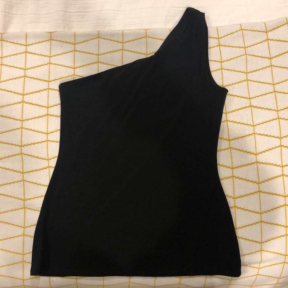 White House Black Market one shoulder black top